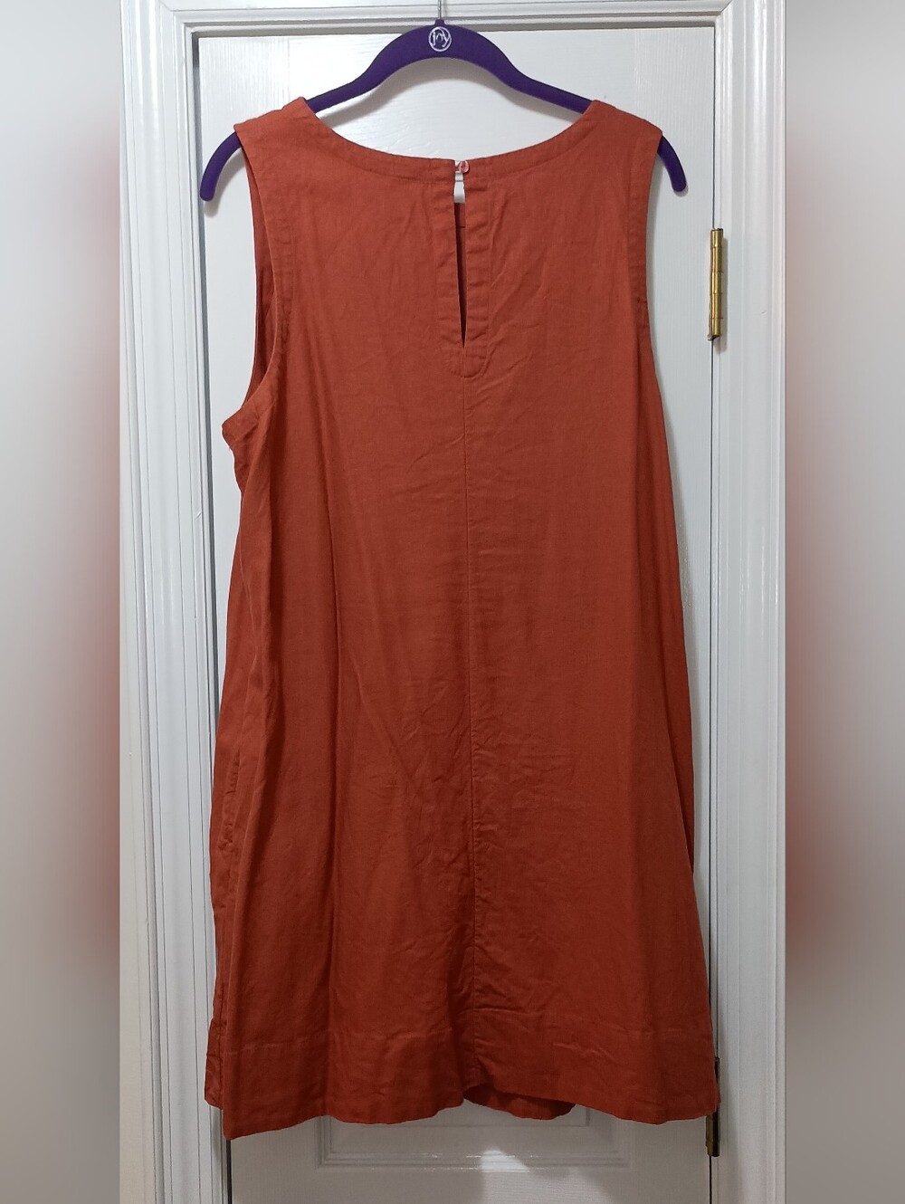 Burnt Orange Linen Blend Sleeless Dress Size XL - Picture 5 of 6